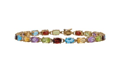 Lot 306 - A 9CT YELLOW GOLD STONE SET BRACELET,...