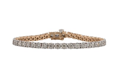 Lot 409 - A DIAMOND LINE BRACELET, the round brilliant...