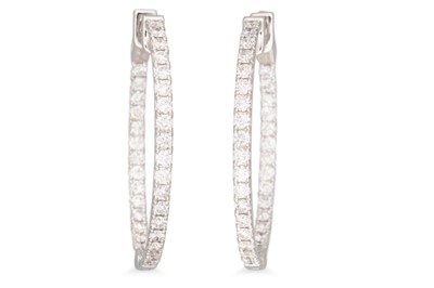 Lot 94 - A PAIR OF DIAMOND SET HOOP EARRINGS, the...