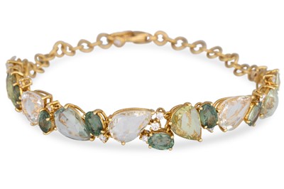 Lot 222 - A MULTI COLOURED SAPPHIRE AND DIAMOND BRACELET,...