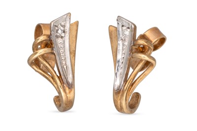 Lot 9 - A PAIR OF 9CT GOLD EARRINGS, set with one...