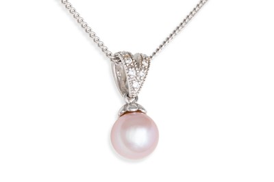 Lot 19 - A PEARL AND DIAMOND PENDANT, mounted in 9ct...