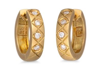 Lot 31 - A PAIR OF DIAMOND HALF HOOP EARRINGS, mounted...