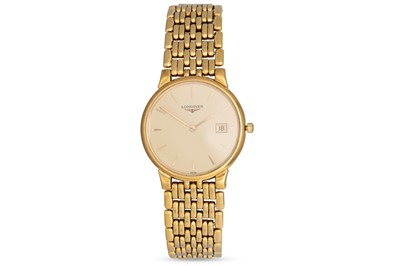 Lot 433 - A GENT'S LONGINES WRISTWATCH, with date, baton...
