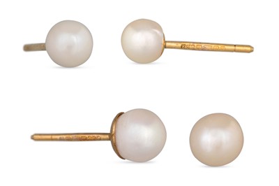 Lot 97 - TWO PAIRS OF CULTURED PEARL EARRINGS, mounted...