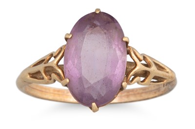 Lot 33 - AN AMETHYST DRESS RING, mounted in 9ct gold....
