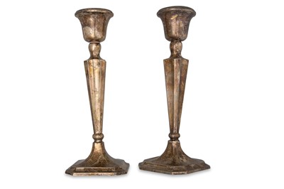 Lot 494 - A PAIR OF SILVER CANDLE STICKS, gross weight...