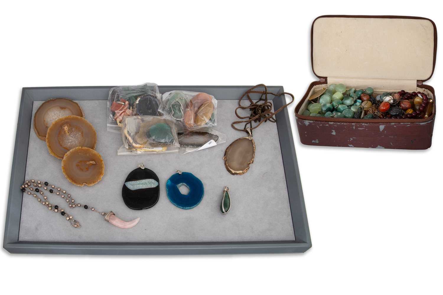 Lot 10 - A COLLECTION OF POLISHED BEAD NECKLACES, agate...