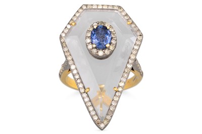 Lot 6 - A DIAMOND AND ROCK CRYSTAL PLAQUE RING,...