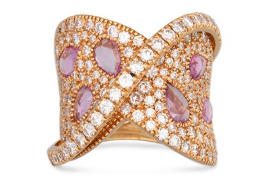 Lot 182 - AN ITALIAN DESIGN DIAMOND AND PINK SAPPHIRE...