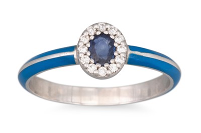 Lot 190 - A SAPPHIRE AND DIAMOND CLUSTER RING, to a 18ct...