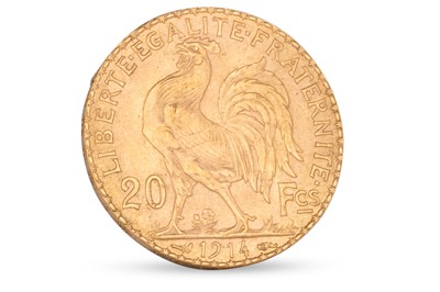 Lot 452 - A FRENCH 20 FRANC GOLD COIN, dated 1914, 6.47...