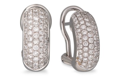 Lot 192 - A PAIR OF PAVÉ DIAMOND SET EARRINGS, mounted...