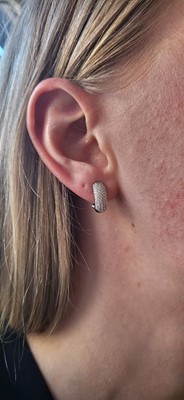 Lot 192 - A PAIR OF PAVÉ DIAMOND SET EARRINGS, mounted...