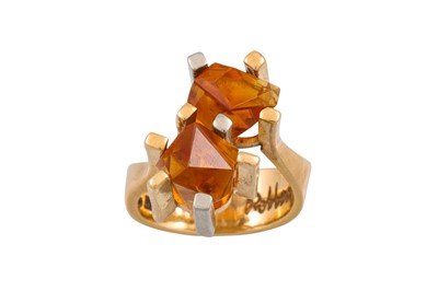 Lot 322 - AN UNUSUAL VINTAGE 1970'S CITRINE RING, set...