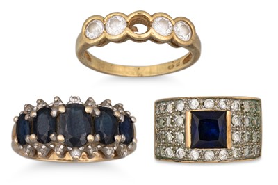 Lot 144 - TWO 14CT GOLD STONE SET RINGS, together with a...