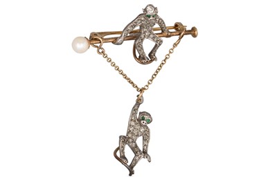 Lot 120 - A DIAMOND AND PEARL SET NOVELTY BROOCH,...
