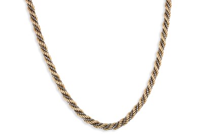 Lot 119 - A 9CT GOLD TWISTED ROPE LINK NECKLACE, 39 g.