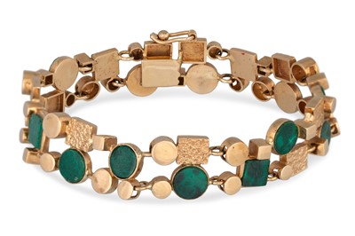 Lot 124 - A VINTAGE 14CT GOLD ABSTRACT FORM STONE SET...