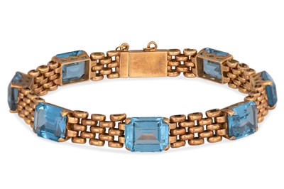 Lot 133 - A VINTAGE SYNTHETIC SPINEL BRACELET, 14ct gold...