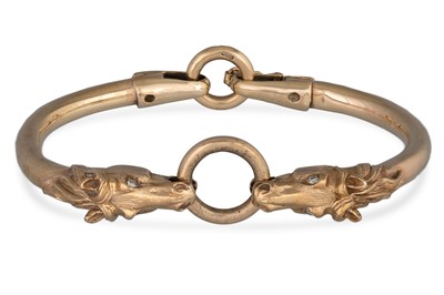 Lot 138 - A VINTAGE 9CT GOLD HORSE HEAD BRACELET, Dublin...