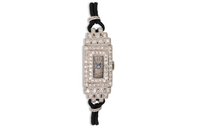 Lot 306 - AN ART DECO DIAMOND SET COCKTAIL WATCH,...
