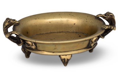Lot 258 - AN ORIENTAL BRONZE SOAPDISH, in an oval form...