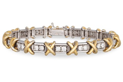 Lot 163 - A DIAMOND SET BRACELET, each link channel set...