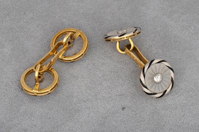 Lot 22 - A PAIR OF VINTAGE ENAMEL, DIAMOND AND ROCK...