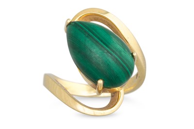 Lot 47 - A 1970's MALACHITE SET RING, of cross-over...