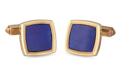 Lot 49 - A PAIR OF 1970's LAPIS LAZULI SET CUFFLINKS,...