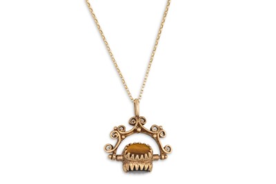 Lot 57 - A 9CT GOLD SWIVEL FOB PENDANT, on gold chain,...
