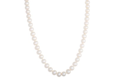Lot 62 - A STRING OF CULTURED PEARLS, with 14ct gold clasp