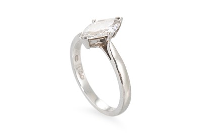 Lot 318 - A DIAMOND SOLITAIRE RING, the marquise cut...