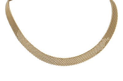 Lot 92 - A 14CT GOLD MESH LINK NECKLACE, 17.5", 52 g.