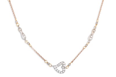 Lot 75 - A DIAMOND NECKLACE, set to centre with a heart...