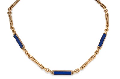 Lot 218 - A 9CT YELLOW GOLD FANCY LINK NECKLACE, with...