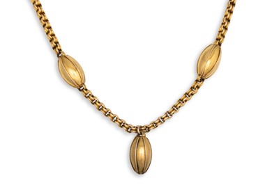 Lot 220 - AN ANTIQUE GOLD FANCY LINK NECKLACE, with...