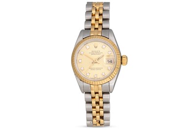Lot 230 - A LADY'S BI METAL ROLEX OYSTER PERPETUAL...