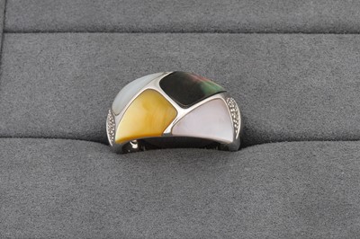 Lot 60 - A MOTHER OF PEARL AND DIAMOND RING, mounted in...