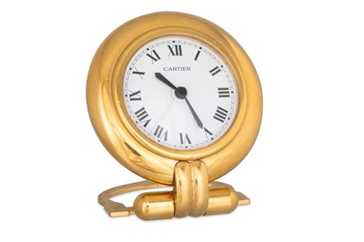 Lot 397 - A CARTIER COLISÉE TRAVEL CLOCK, 3.6" tall,...