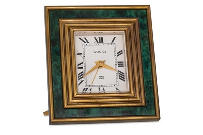 Lot 398 - A GUCCI '8 DAYS' DESK CLOCK, with stone...