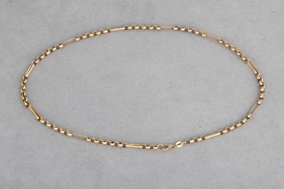 Lot 2 - A 9CT GOLD CURB LINK NECKLACE, fancy link...