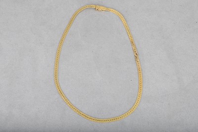 Lot 3 - A 9CT GOLD FLAT SNAKE LINK NECKLACE, 11.8 g