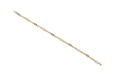 Lot 10 - A DIAMOND AND SAPPHIRE BRACELET, the...
