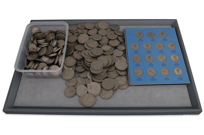 Lot 380 - A BAG OF IRISH FLORINS AND HALF CROWNS,...