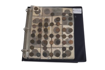 Lot 383 - A FIVE PAGE COIN ALBUM, of Irish copper coins,...