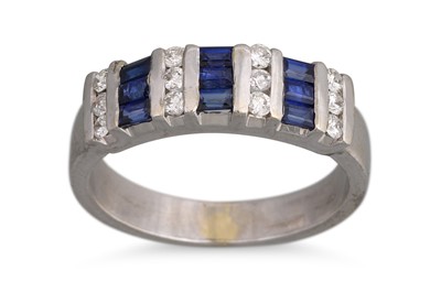 Lot 333 - A DIAMOND AND SAPPHIRE RING, mounted in white...