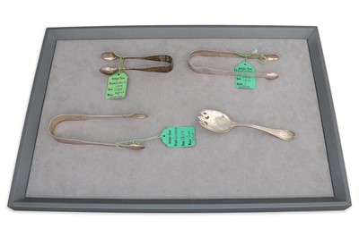 Lot 429 - A PRE-WAR IRISH SILVER SUGAR TONGS, by Hopkins...