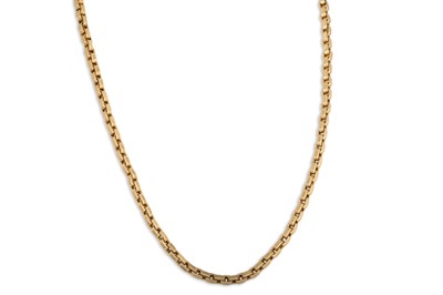 Lot 260 - A VINTAGE 18CT GOLD SQUARE CURB LINK CHAIN, 18 g.